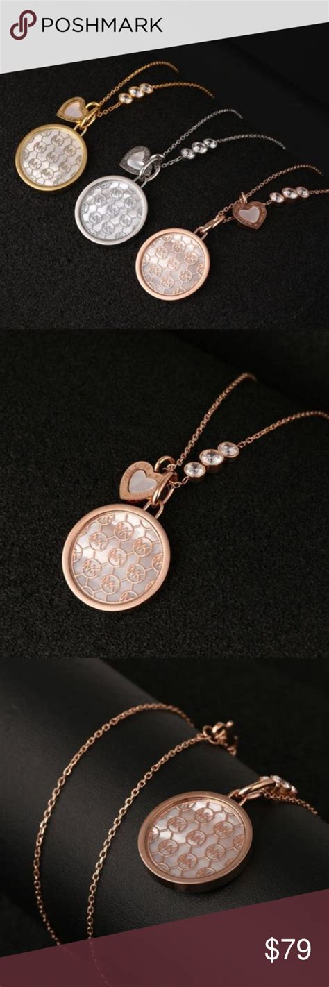 michael kors mother of pearl necklace|14K Rose Gold.